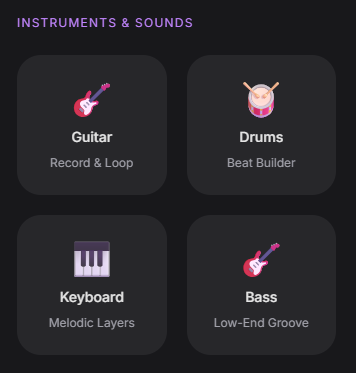 Instruments & Sounds panel overview